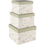 Dekoratief | Set 3 dozen vierkant 'Field of Flowers', karton, 17x17x12cm | A250778 Dekoratief | Set 3 dozen vierkant 'Field of Flowers', karton, 17x17x12cm | A250778