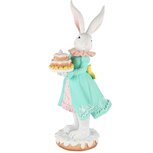 Dekoratief | Bunny staand m/taart, lila/blauw, resina, 17x15x36cm | A250793 Dekoratief | Bunny staand m/taart, lila/blauw, resina, 17x15x36cm | A250793
