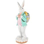 Dekoratief | Bunny staand m/rugzak, lila/blauw, resina, 12x15x36cm | A250795 Dekoratief | Bunny staand m/rugzak, lila/blauw, resina, 12x15x36cm | A250795