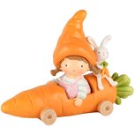 Dekoratief | Meisje zittend in wortelauto, oranje, resina, 20x7x14cm | A250801 Dekoratief | Meisje zittend in wortelauto, oranje, resina, 20x7x14cm | A250801