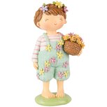 Dekoratief | Jongen staand m/bloemetjes, resina, 9x7x19cm | A250804 Dekoratief | Jongen staand m/bloemetjes, resina, 9x7x19cm | A250804