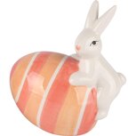 Dekoratief | Bunny op ei, peach/wit, keramiek, 10x7x12cm | A250903 Dekoratief | Bunny op ei, peach/wit, keramiek, 10x7x12cm | A250903