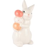 Dekoratief | Bunny m/eitjes, peach/wit, keramiek, 10x8x15cm | A250907 Dekoratief | Bunny m/eitjes, peach/wit, keramiek, 10x8x15cm | A250907