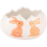 Dekoratief | Opvulei m/konijnen, wit/oranje, keramiek, 14x11x8cm | A250913 Dekoratief | Opvulei m/konijnen, wit/oranje, keramiek, 14x11x8cm | A250913