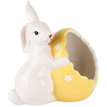 Dekoratief | Bunny m/opvulei, geel/wit, keramiek, 14x9x14cm | A250914 Dekoratief | Bunny m/opvulei, geel/wit, keramiek, 14x9x14cm | A250914