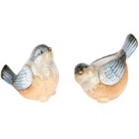 Dekoratief | Vogeltje, naturel/blauw, keramiek, 12x9x13cm, set van 2 stuks | A250943 Dekoratief | Vogeltje, naturel/blauw, keramiek, 12x9x13cm, set van 2 stuks | A250943