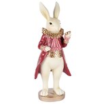 Dekoratief | Bunny staand m/pijp, wit/bordeau, resina, 14x13x35cm | A250944 Dekoratief | Bunny staand m/pijp, wit/bordeau, resina, 14x13x35cm | A250944