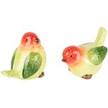 Dekoratief | Vogeltje 'Albert', groen/rood/geel, keramiek, 8x6x7cm, set van 2 stuks | A250946 Dekoratief | Vogeltje 'Albert', groen/rood/geel, keramiek, 8x6x7cm, set van 2 stuks | A250946