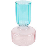 Dekoratief | Vaas blauw/roze, glas, 10x10x15cm | A254006 Dekoratief | Vaas blauw/roze, glas, 10x10x15cm | A254006