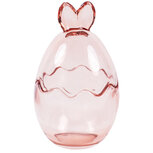 Dekoratief | Bonbonni?re ei m/oortjes, roze, glas, 9x9x14cm | A254026 Dekoratief | Bonbonni?re ei m/oortjes, roze, glas, 9x9x14cm | A254026