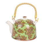 Clayre & Eef | Theepot met Filter Groen Rood 18x14x12 cm / 800 ml | 6CETE0176 Clayre & Eef | Theepot met Filter Groen Rood 18x14x12 cm / 800 ml | 6CETE0176