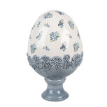Clayre & Eef | Decoratie Beeld Ei Wit Blauw ø 12x19 cm | 6CE2038 Clayre & Eef | Decoratie Beeld Ei Wit Blauw ø 12x19 cm | 6CE2038