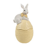 Clayre & Eef | Decoratief Schaaltje met Deksel Geel Wit 11x10x20 cm | 6PR5129 Clayre & Eef | Decoratief Schaaltje met Deksel Geel Wit 11x10x20 cm | 6PR5129