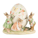 Clayre & Eef | Decoratie Beeld Konijnen Beige Groen Roze 22x17x18 cm | 6PR5147 Clayre & Eef | Decoratie Beeld Konijnen Beige Groen Roze 22x17x18 cm | 6PR5147