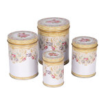 Clayre & Eef | Opbergdoos set van 4 Wit Roze ø 11x14 /ø 9x13 /ø 8x11 /ø 6x9 cm | 6BL0140 Clayre & Eef | Opbergdoos set van 4 Wit Roze ø 11x14 /ø 9x13 /ø 8x11 /ø 6x9 cm | 6BL0140