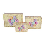 Clayre & Eef | Opbergdoos set van 3 Geel Roze 26x19x9 / 21x16x8 / 14x10x7 cm | 6BL0150