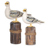 Clayre & Eef | Decoratie beeld Vogels Bruin Wit (set 2) 13x6x22 / 18x8x29 cm | 6H2401 Clayre & Eef | Decoratie beeld Vogels Bruin Wit (set 2) 13x6x22 / 18x8x29 cm | 6H2401