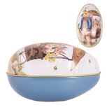 Clayre & Eef | Decoratie ei Wit Blauw 7x11x7 cm | 6BL0145 Clayre & Eef | Decoratie ei Wit Blauw 7x11x7 cm | 6BL0145