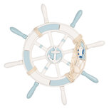 Clayre & Eef | Decoratie Stuurwiel Wit Blauw ø 34x3 cm | 6H2403 Clayre & Eef | Decoratie Stuurwiel Wit Blauw ø 34x3 cm | 6H2403