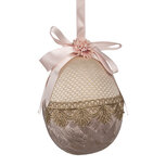 Clayre & Eef | Decoratie Hanger Ei Beige Roze ø 14x18 cm | 65916 Clayre & Eef | Decoratie Hanger Ei Beige Roze ø 14x18 cm | 65916