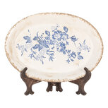 Clayre & Eef | Decoratie Bord Beige Blauw 25x18x3 cm | 6CE2020 Clayre & Eef | Decoratie Bord Beige Blauw 25x18x3 cm | 6CE2020