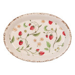 Clayre & Eef | Decoratie Bord Beige Rood 25x18x3 cm | 6CE2022 Clayre & Eef | Decoratie Bord Beige Rood 25x18x3 cm | 6CE2022