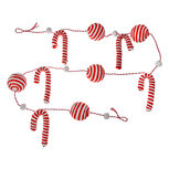 Clayre & Eef | Decoratie slinger Kerst Rood Wit 170x6x6 cm | 66113 Clayre & Eef | Decoratie slinger Kerst Rood Wit 170x6x6 cm | 66113