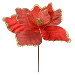 Clayre & Eef | Kerstdecoratie Bloem Rood Goudkleurig ø 44x46 cm | 66122 Clayre & Eef | Kerstdecoratie Bloem Rood Goudkleurig ø 44x46 cm | 66122