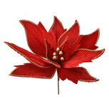 Clayre & Eef | Kerstdecoratie Bloem Rood Goudkleurig ø 43x28 cm | 66124 Clayre & Eef | Kerstdecoratie Bloem Rood Goudkleurig ø 43x28 cm | 66124