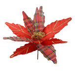 Clayre & Eef | Kerstdecoratie Bloem Rood Goudkleurig ø 39x24 cm | 66134 Clayre & Eef | Kerstdecoratie Bloem Rood Goudkleurig ø 39x24 cm | 66134