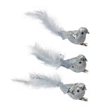 Clayre & Eef | Decoratie Vogel (Set van 3) Zilverkleurig Grijs 12x3x4 cm | 66137 Clayre & Eef | Decoratie Vogel (Set van 3) Zilverkleurig Grijs 12x3x4 cm | 66137