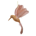 Clayre & Eef | Kerstdecoratie Hanger Vogel Roze Goudkleurig 22x5x15 cm | 66142 Clayre & Eef | Kerstdecoratie Hanger Vogel Roze Goudkleurig 22x5x15 cm | 66142