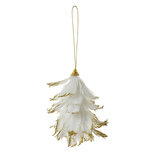 Clayre & Eef | Decoratie hanger Bloem Wit Goudkleurig 11x7x14 cm | 66146W Clayre & Eef | Decoratie hanger Bloem Wit Goudkleurig 11x7x14 cm | 66146W