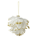 Clayre & Eef | Decoratie hanger Bloem Wit Goudkleurig 12x12x12 cm | 66148 Clayre & Eef | Decoratie hanger Bloem Wit Goudkleurig 12x12x12 cm | 66148