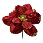 Clayre & Eef | Kerstdecoratie Bloem Rood Goudkleurig ø 25x25 cm | 66157 Clayre & Eef | Kerstdecoratie Bloem Rood Goudkleurig ø 25x25 cm | 66157