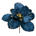 Clayre & Eef | Kerstdecoratie Bloem Blauw Goudkleurig ø 25x25 cm | 66158 Clayre & Eef | Kerstdecoratie Bloem Blauw Goudkleurig ø 25x25 cm | 66158