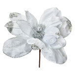 Clayre & Eef | Kerstdecoratie Bloem Wit Zilverkleurig ø 25x25 cm | 66159 Clayre & Eef | Kerstdecoratie Bloem Wit Zilverkleurig ø 25x25 cm | 66159