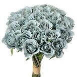 Clayre & Eef | Kunstbloem bos van 24 rozen Blauw Groen 20x16x30 cm | 6PL0392BL Clayre & Eef | Kunstbloem bos van 24 rozen Blauw Groen 20x16x30 cm | 6PL0392BL