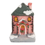 Clayre & Eef | Decoratie Huisje met LED Roze Grijs 4x5x6 cm | 6PR5734 Clayre & Eef | Decoratie Huisje met LED Roze Grijs 4x5x6 cm | 6PR5734