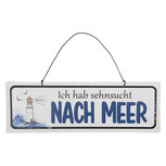 Clayre & Eef | Tekstbord Wit Blauw 30x1x10 cm | 6Y5692 Clayre & Eef | Tekstbord Wit Blauw 30x1x10 cm | 6Y5692