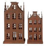 Clayre & Eef | Decoratie Huis (set van 2) Bruin 11x11x21 / 8x8x16 cm | 6Y5775 Clayre & Eef | Decoratie Huis (set van 2) Bruin 11x11x21 / 8x8x16 cm | 6Y5775