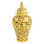 Clayre & Eef | Decoratie pot met deksel Geel Roze ø 11x22 cm | 6CE2140 Clayre & Eef | Decoratie pot met deksel Geel Roze ø 11x22 cm | 6CE2140