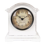 Clayre & Eef | Tafelklok Wit Bruin 13x7x14 cm / 1xAA | 6KL0831 Clayre & Eef | Tafelklok Wit Bruin 13x7x14 cm / 1xAA | 6KL0831