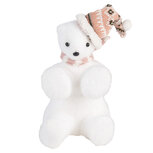 Clayre & Eef | Decoratie Ijsbeer Wit Roze 11x11x18 cm | 66120 Clayre & Eef | Decoratie Ijsbeer Wit Roze 11x11x18 cm | 66120