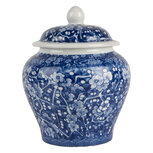 Clayre & Eef | Decoratie pot met deksel Blauw Wit ø 9x12 cm | 6CE2142 Clayre & Eef | Decoratie pot met deksel Blauw Wit ø 9x12 cm | 6CE2142