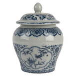 Clayre & Eef | Decoratie pot met deksel Grijs Blauw ø 9x13 cm | 6CE2143 Clayre & Eef | Decoratie pot met deksel Grijs Blauw ø 9x13 cm | 6CE2143