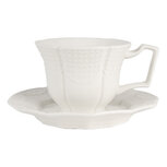 Clayre & Eef | Kop en schotel Wit 12x9x6 / ø 14x2 cm / 175 ml | 6CEKS0009 Clayre & Eef | Kop en schotel Wit 12x9x6 / ø 14x2 cm / 175 ml | 6CEKS0009