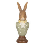 Clayre & Eef | Decoratie Beeld Konijn Bruin Groen 6x5x18 cm | 6PR5364 Clayre & Eef | Decoratie Beeld Konijn Bruin Groen 6x5x18 cm | 6PR5364