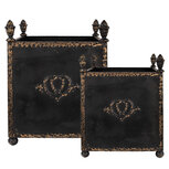 Clayre & Eef | Bloempotten Binnen Set van 2 Zwart Bruin 42x42x51 / 32x32x41 cm | 5Y1293 Clayre & Eef | Bloempotten Binnen Set van 2 Zwart Bruin 42x42x51 / 32x32x41 cm | 5Y1293