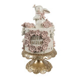 Clayre & Eef | Decoratie taart Wit Roze Goudkleurig ø 18x32 cm | 6PR5229 Clayre & Eef | Decoratie taart Wit Roze Goudkleurig ø 18x32 cm | 6PR5229